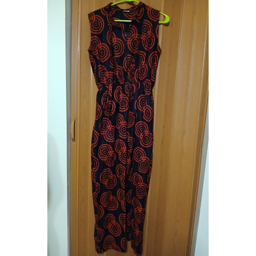NF   Red/Black Geometric Spiral  Sleeveless Jumpsuit OSFM